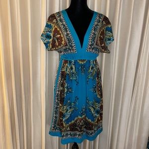 Turquoise Floral/Paisley print dress